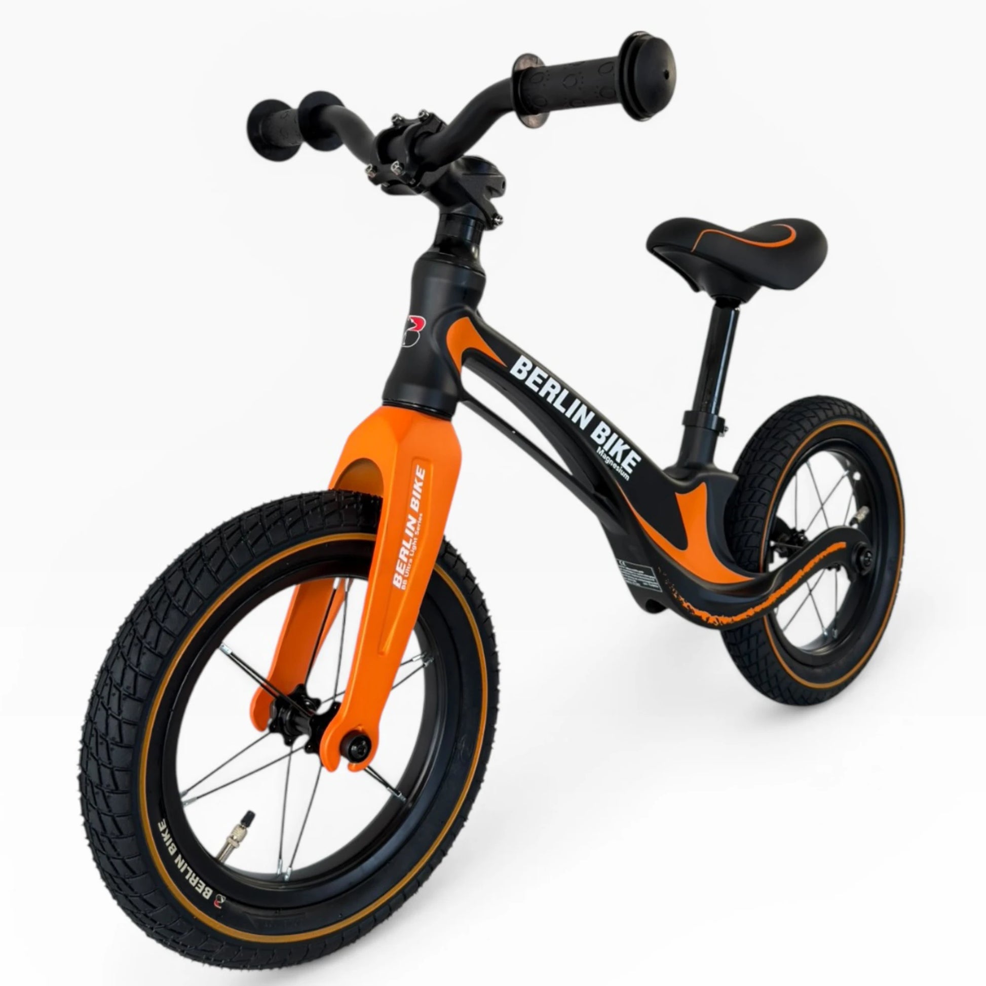 Berlin Bike Rolly Growy vélo d’équilibre 12 pouces vue de face orange