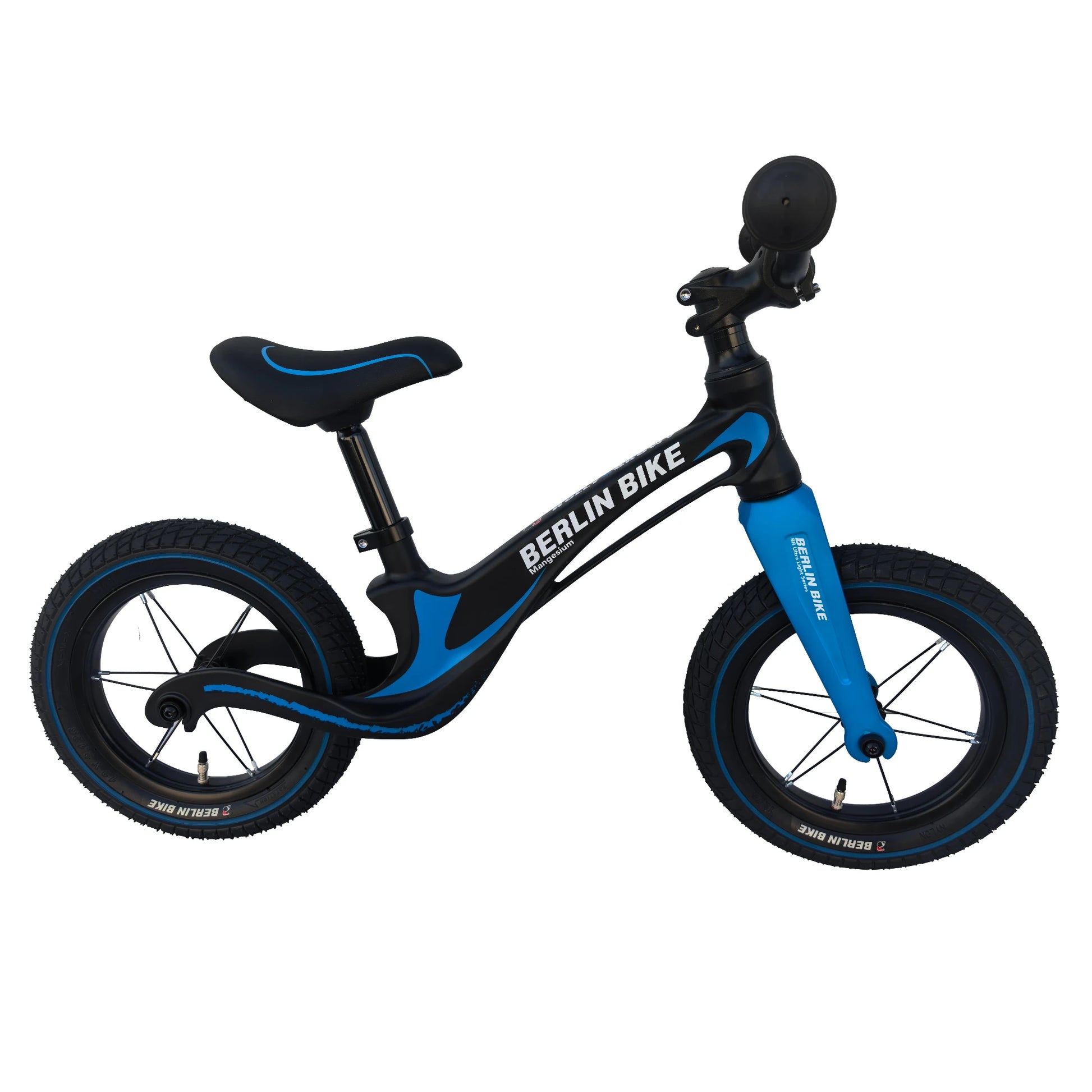 Berlin Bike Rolly Growy vélo d’équilibre 12 pouces vue latérale complète bleu