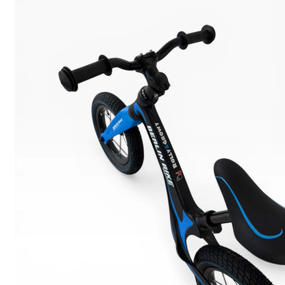 Berlin Bike Rolly Growy vélo d’équilibre 12 pouces détail du guidon et de la selle bleu