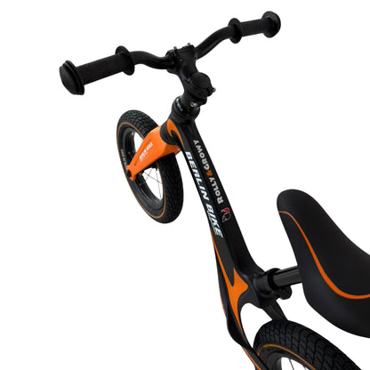 Berlin Bike Rolly Growy vélo d’équilibre 12 pouces détail du guidon et de la selle orange