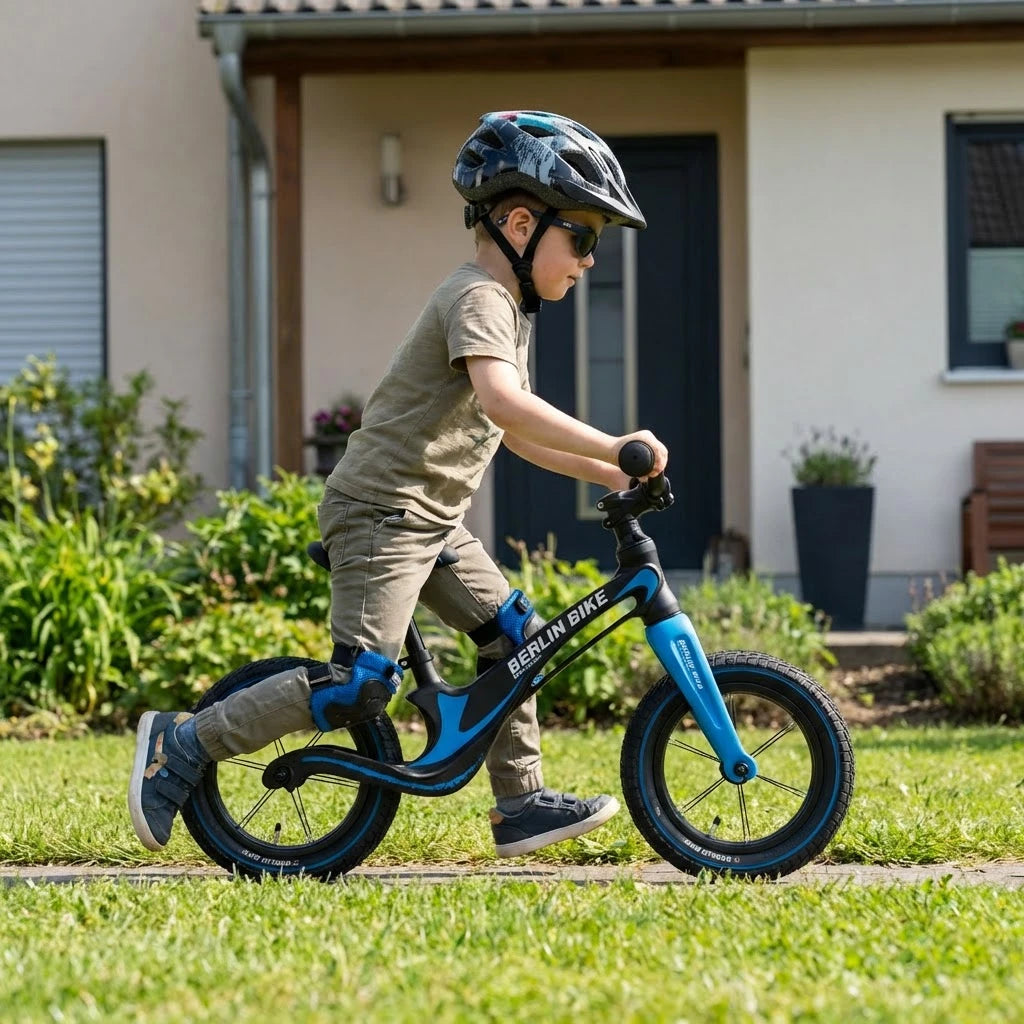 Berlin Bike Rolly Growy vélo d’équilibre 12 pouces enfant roulant en extérieur bleu