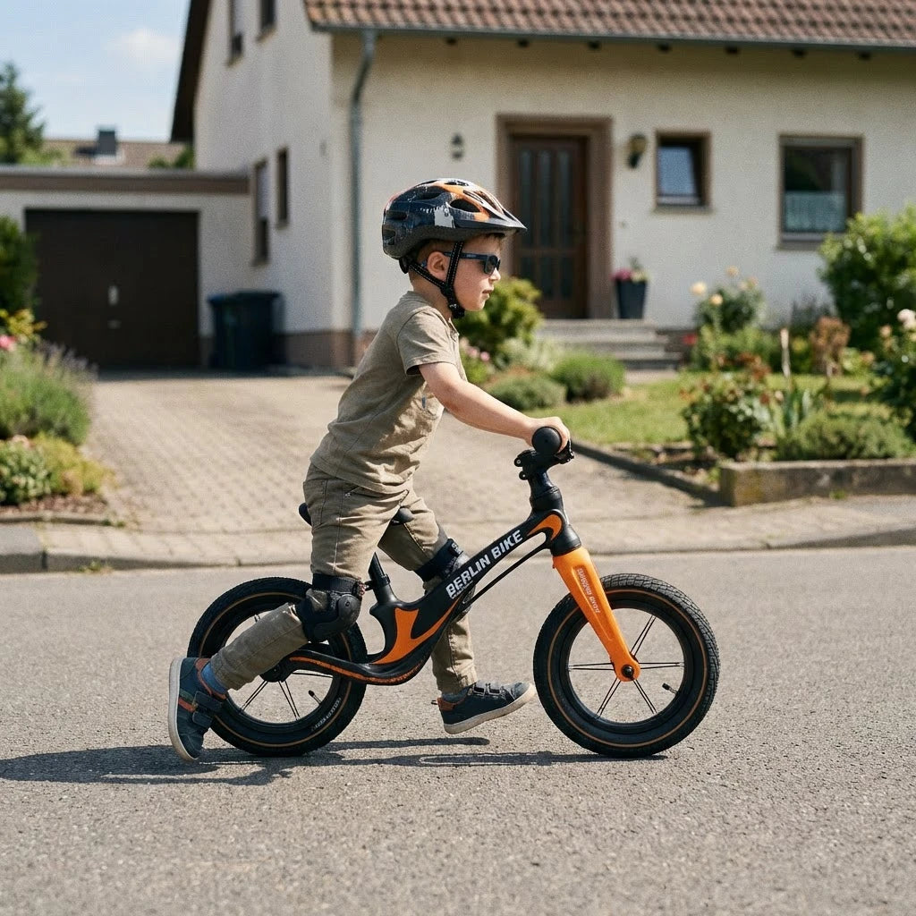 Berlin Bike Rolly Growy vélo d’équilibre 12 pouces enfant roulant en extérieur orange