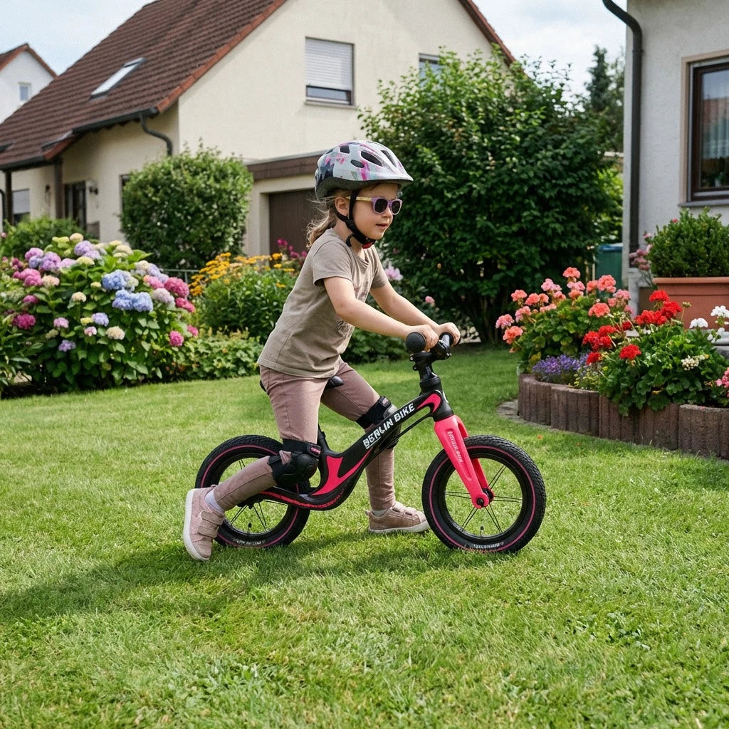 Berlin Bike Rolly Growy vélo d’équilibre 12 pouces enfant roulant en extérieur rose