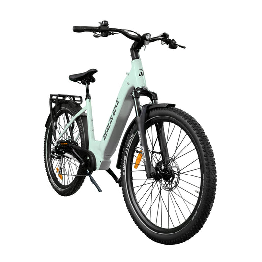 Berlin Bike SUV trekking-e-bike 27,5 inch schuin van opzij gezien, matgroen
