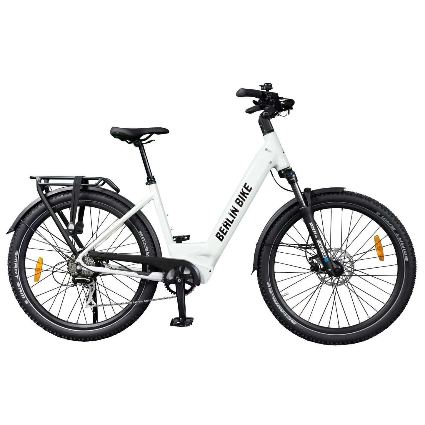 Berlin Bike SUV Trekking-E-Bike 27,5 Zoll vollständige Seitenansicht, glänzend weiß