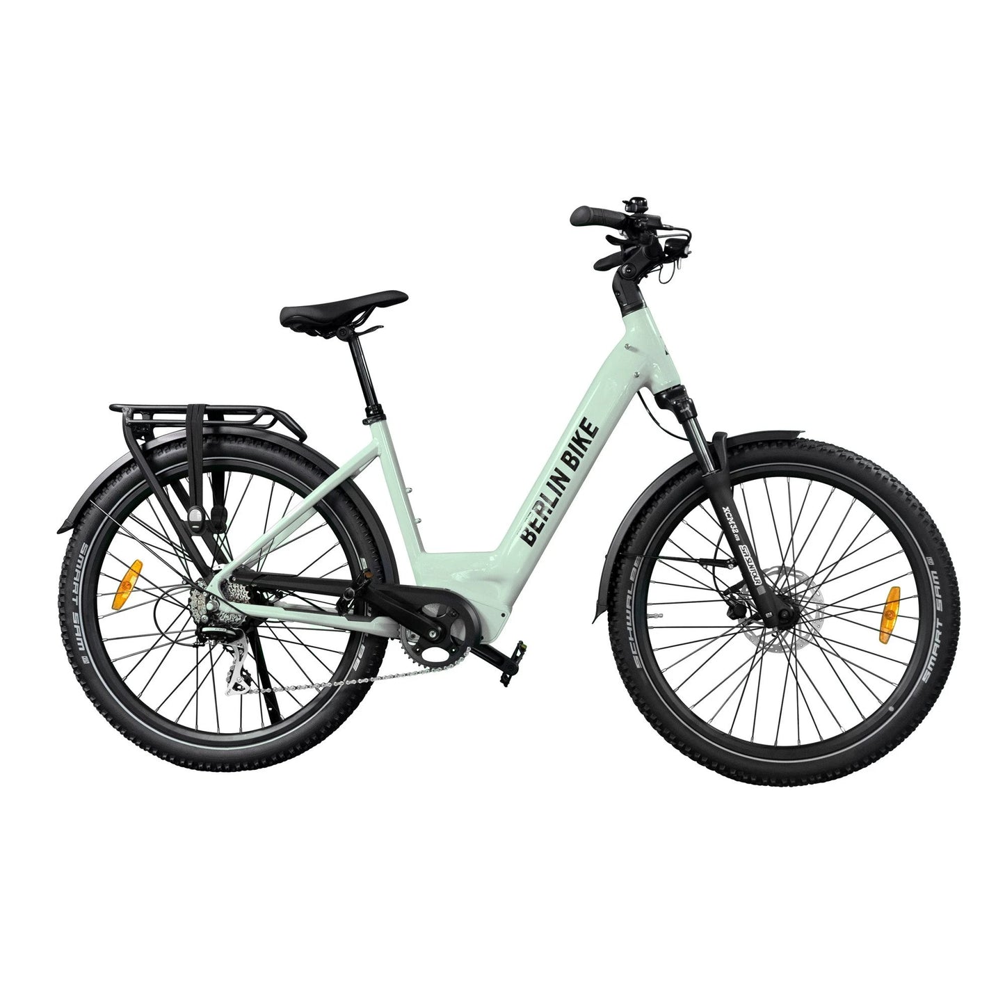 Berlin Bike SUV Trekking-E-Bike 27,5 Zoll vollständige Seitenansicht, mattgrün