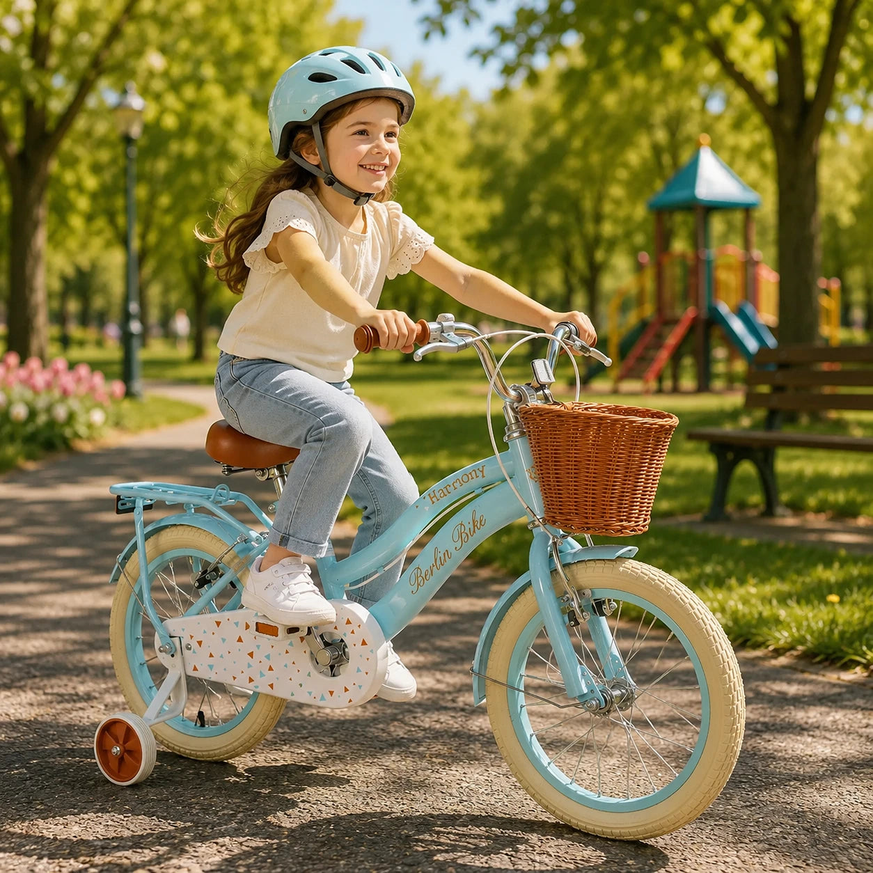 Vélo enfant Berlin Bike Harmony 16 pouces enfant roulant en extérieur bleu