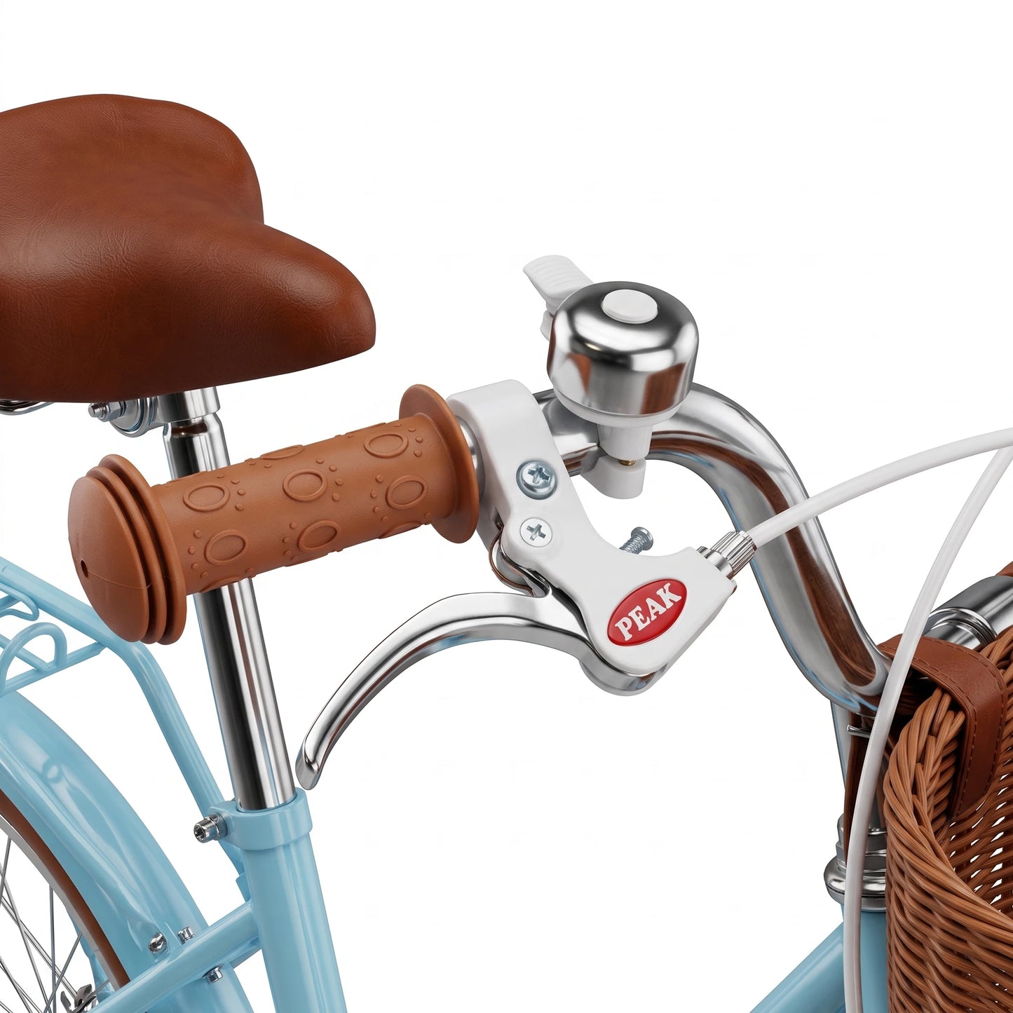 Vélo enfant Berlin Bike Harmony 16 pouces détail de la sonnette et du levier de frein bleu