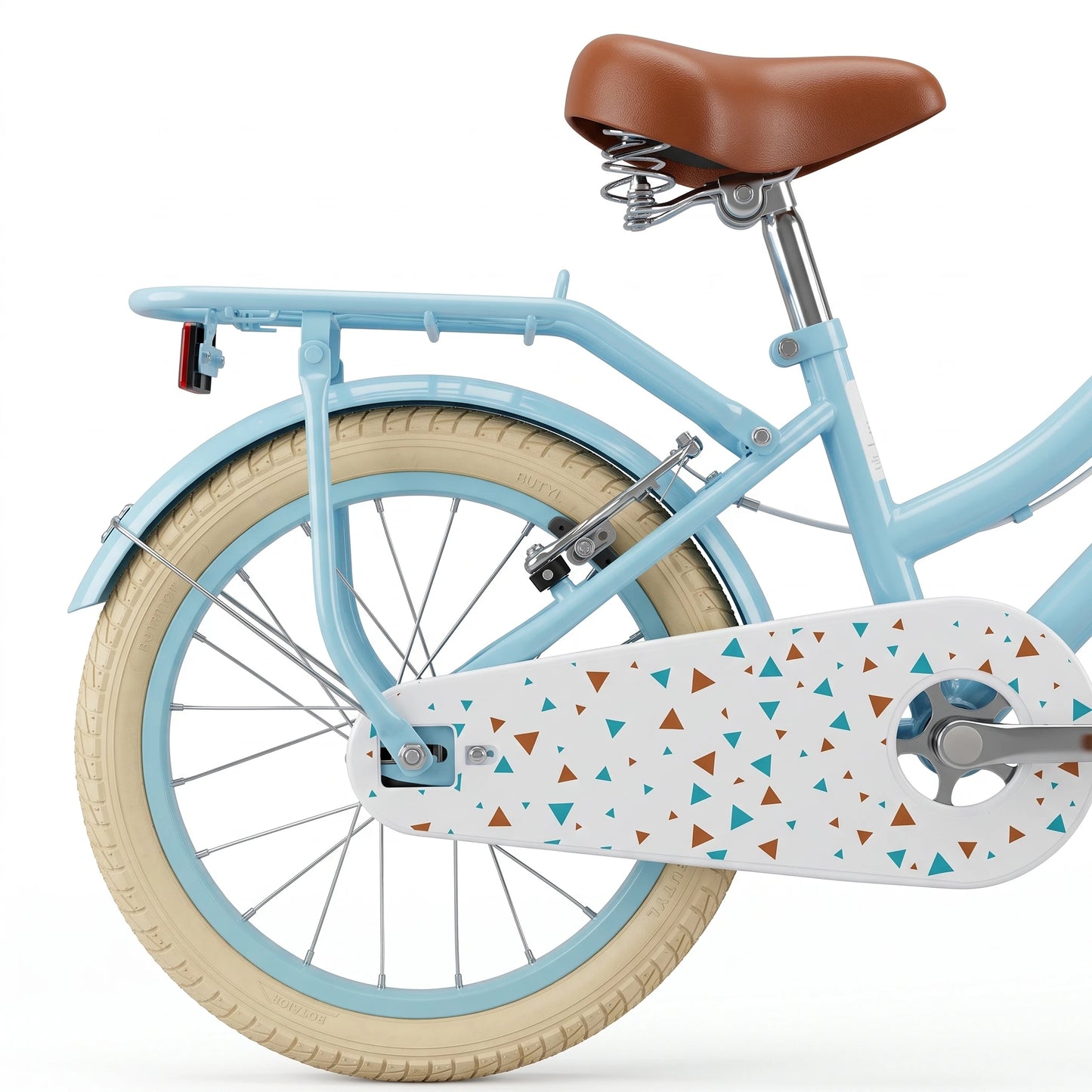 Vélo enfant Berlin Bike Harmony 16 pouces détail du porte-bagages arrière et du protège-chaîne bleu