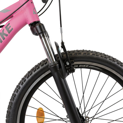 Berlin Bike MTB1 Youth Bike 24 Inch front suspension and V-brake detail fuchsia
