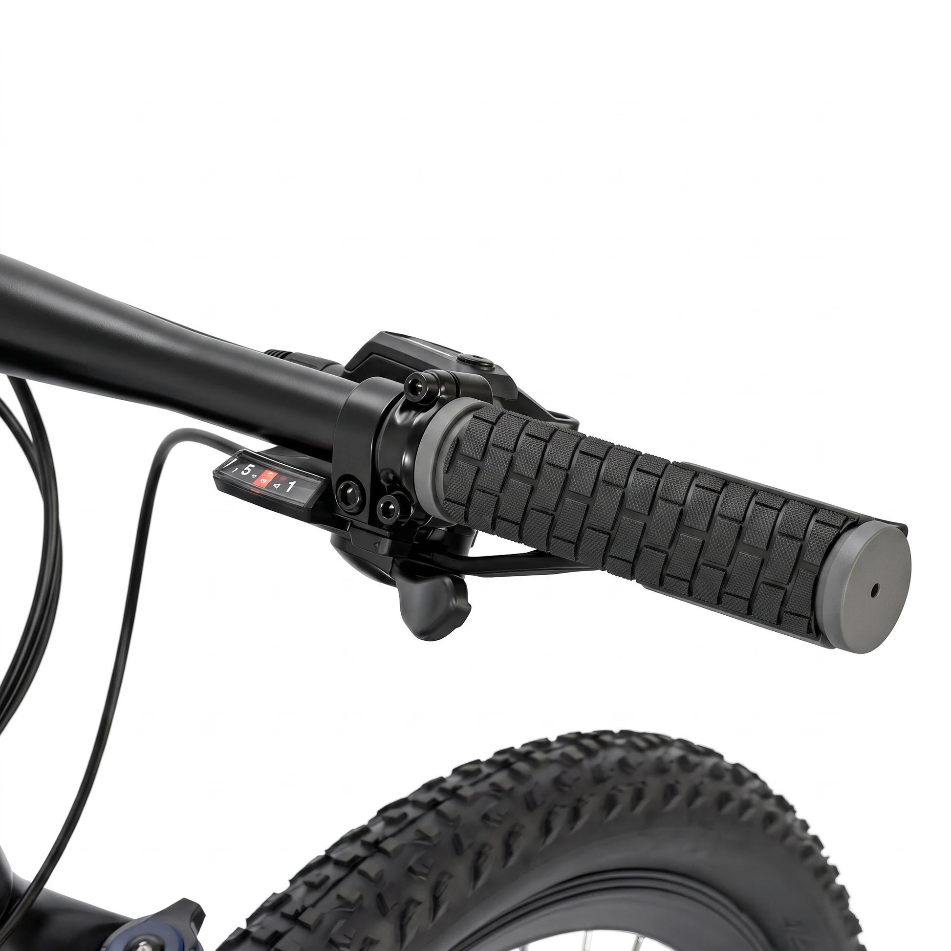 Berlin Bike MTB1 mountainbike 26 tommer detalje af gearskiftegreb sort sølv