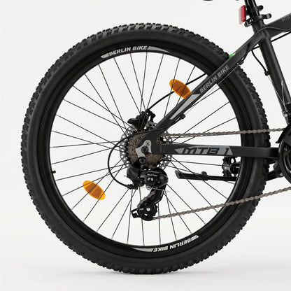 Berlin Bike MTB1 mountainbike 26 tommer detalje af baggear og drivlinje sort sølv