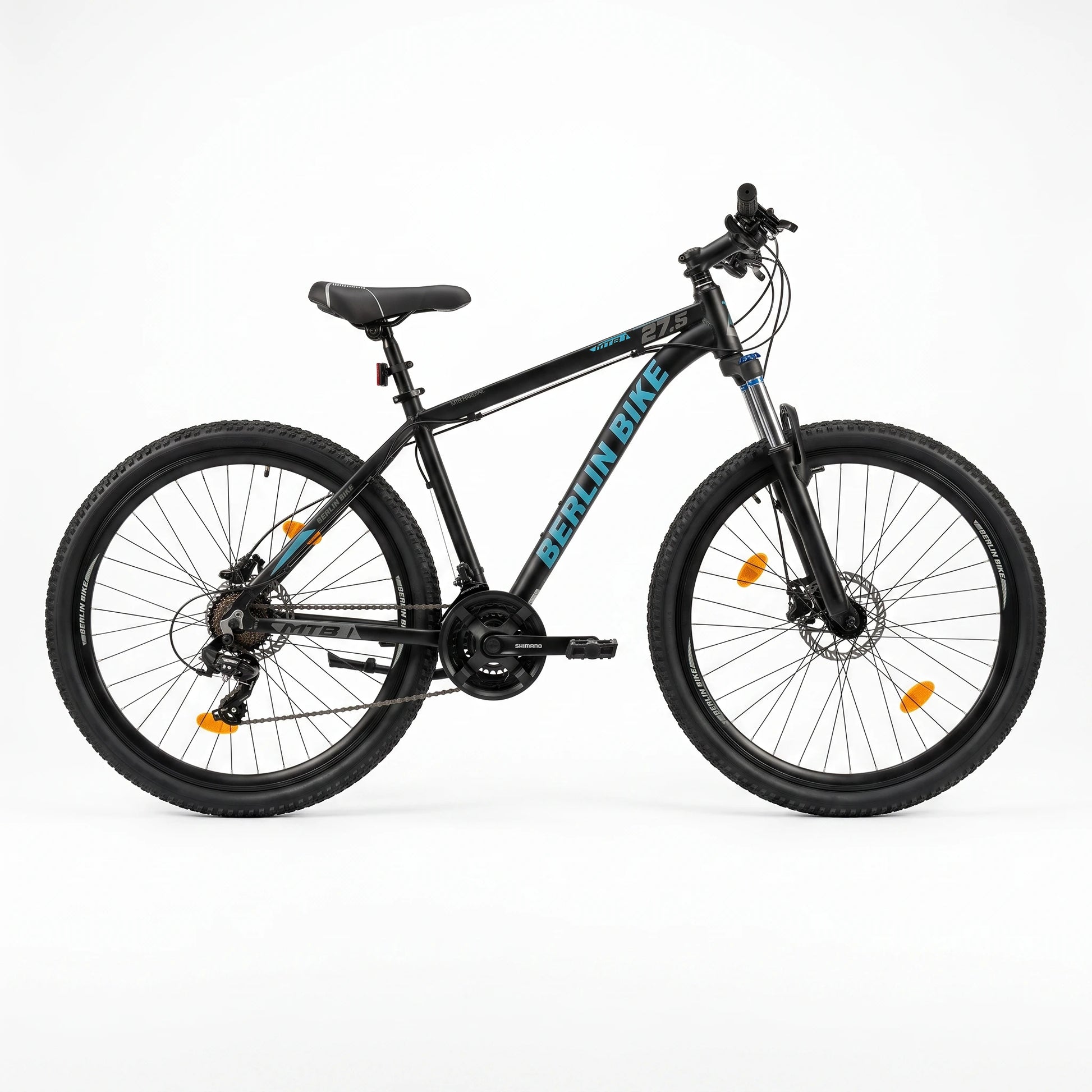 Berlin Bike MTB1 mountainbike 27,5 tommer, fuld sidevisning, sort/blå