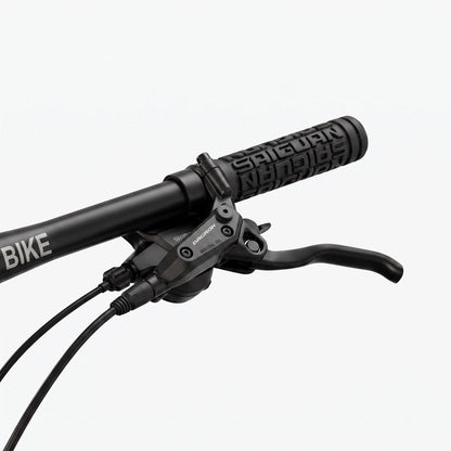 Berlin Bike MTB1 mountainbike 27,5 tommer detaljevisning af bremsegreb sort blå