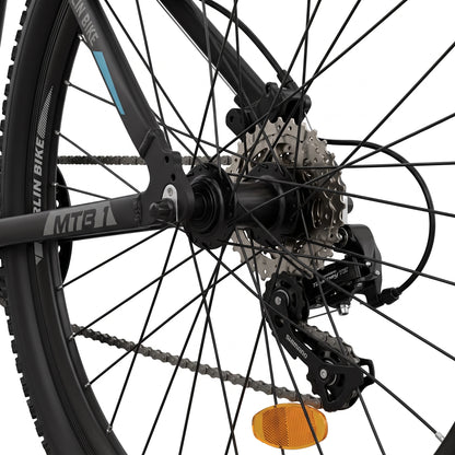 Berlin Bike MTB1 mountainbike 27,5 tommer, detalje af baggear, sort/blå
