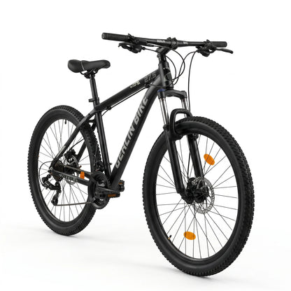Berlin Bike MTB1 mountainbike 27,5 tommer sidevisning i 45 grader sort sølv