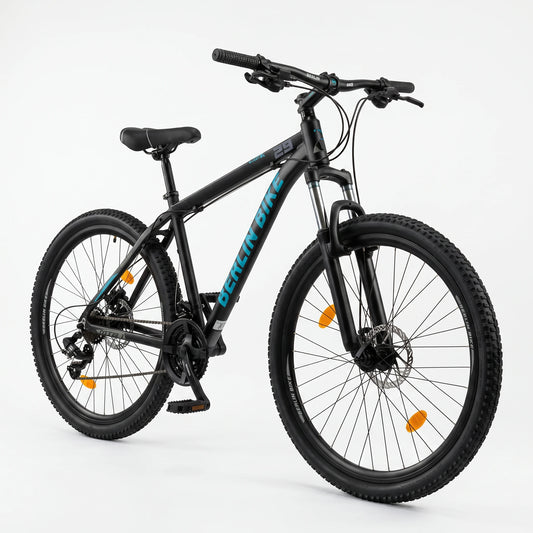 Berlin Bike MTB1 Mountain Bike 29 Inch 45-degree side view black blue