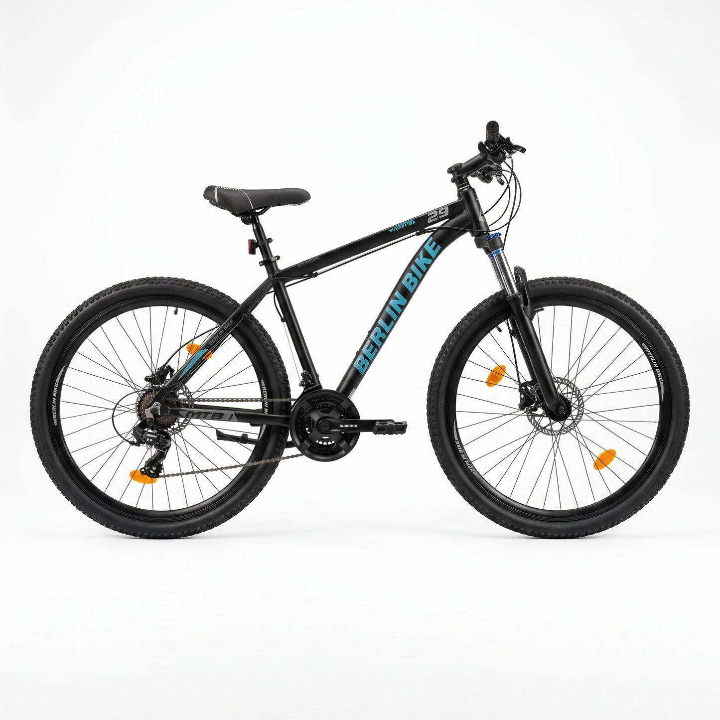 Berlin Bike MTB1 mountainbike 29 tommer, fuld sidevisning, sort/blå