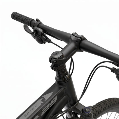 Berlin Bike MTB1 mountainbike 29 tommer, detalje af styr, sort/blå
