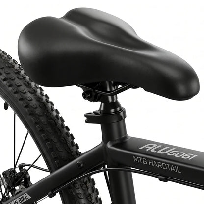 Berlin Bike MTB1 mountainbike 29 tommer, detalje af sadel, sort/sølv