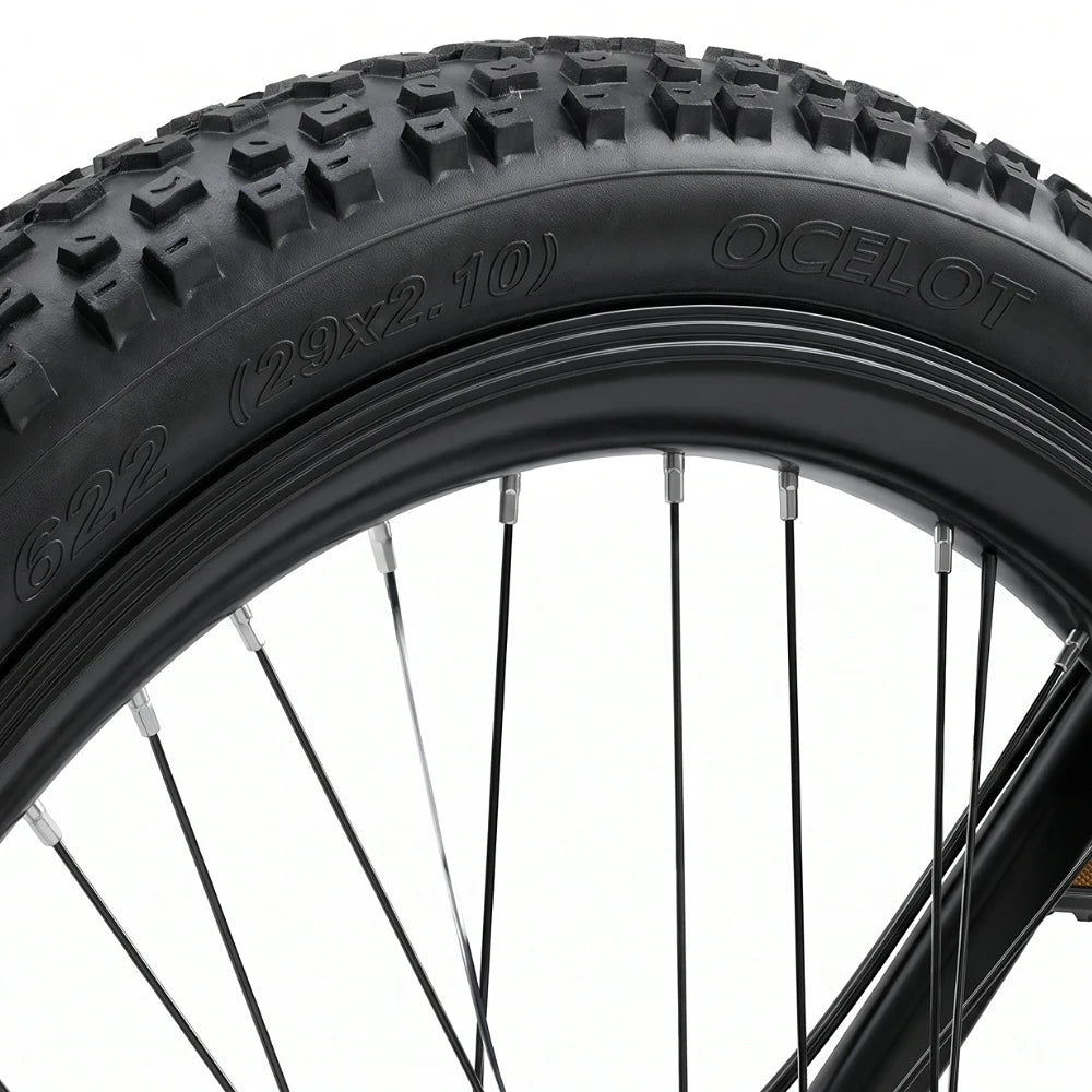 Berlin Bike MTB1 mountainbike 29 tommer, detalje af hjul, sort/sølv