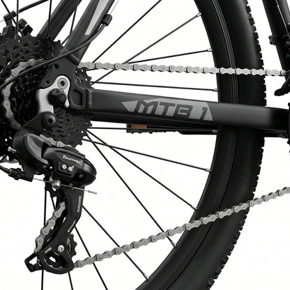 Berlin Bike MTB1 mountainbike 29 tommer, detalje af baggear, sort/sølv