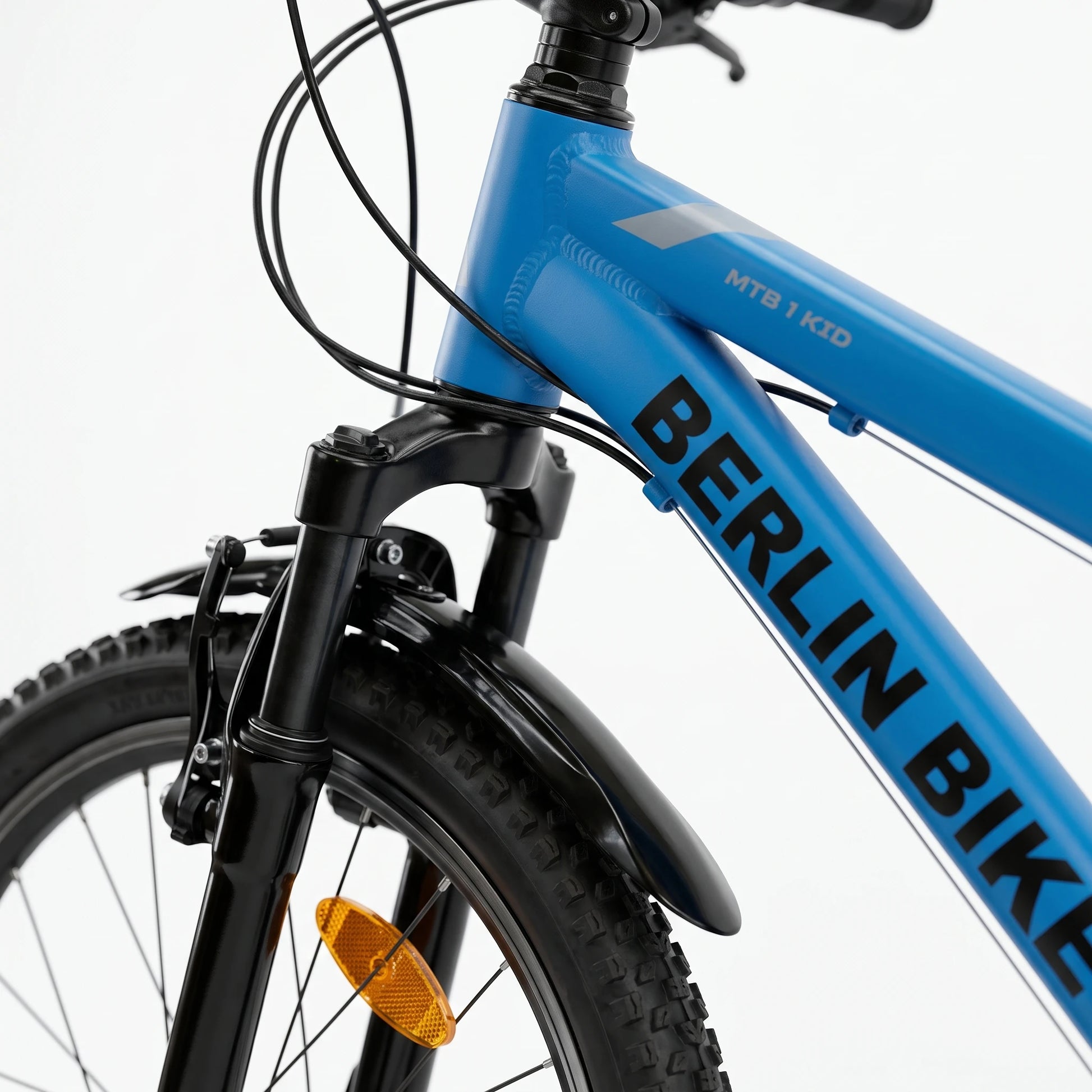 Berlin Bike MTB1 Kids Bike 20 Inch front wheel and V-brake detail blue