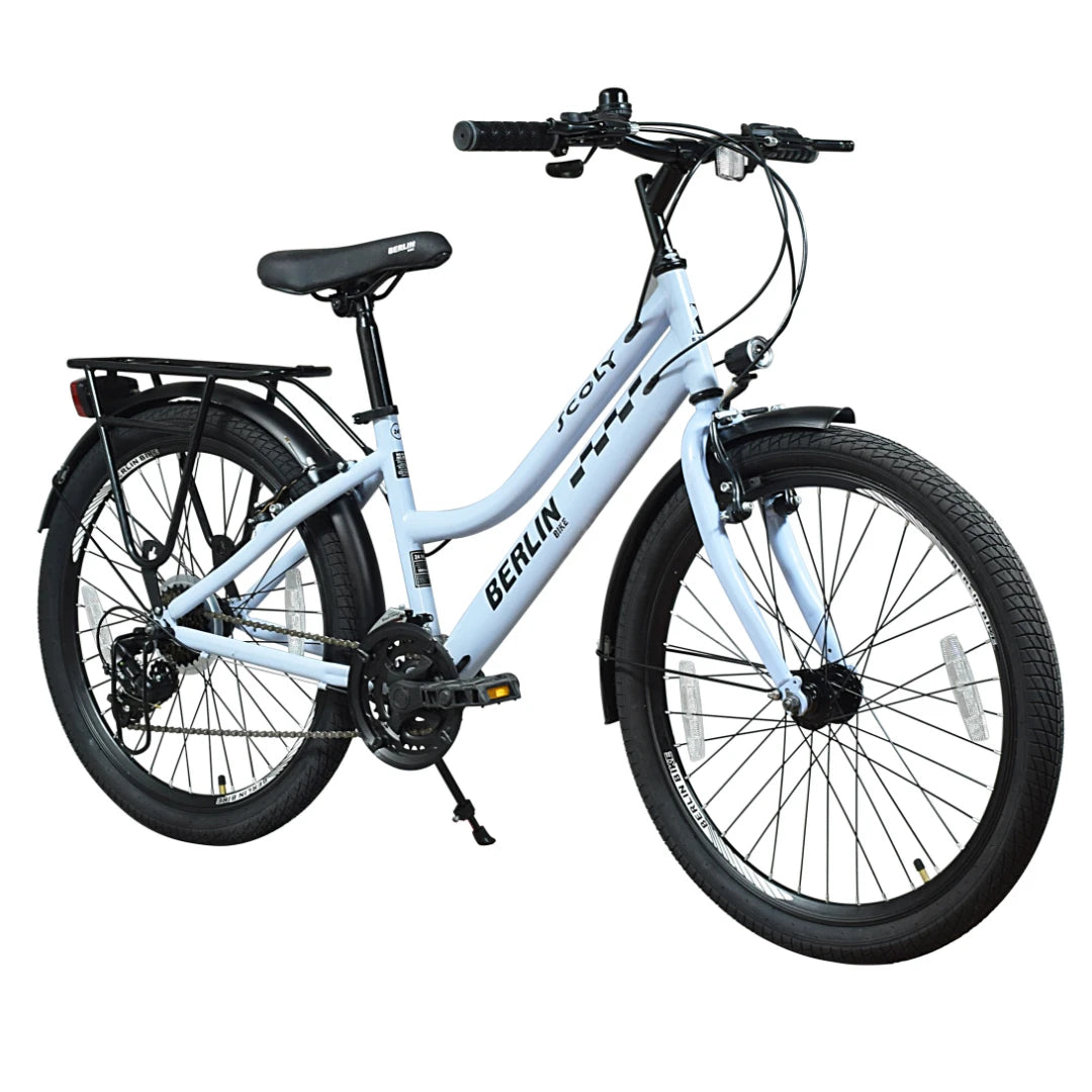 Berlin Bike Scoly Youth School Bike 24 Inch 45-degree side view lila