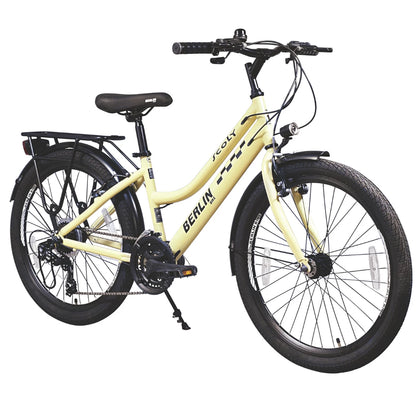 Berlin Bike Scoly Youth School Bike 24 Inch 45-degree side view yellow
