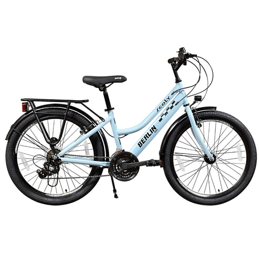 Berlin Bike Scoly Youth School Bike 24 Inch full side view blue