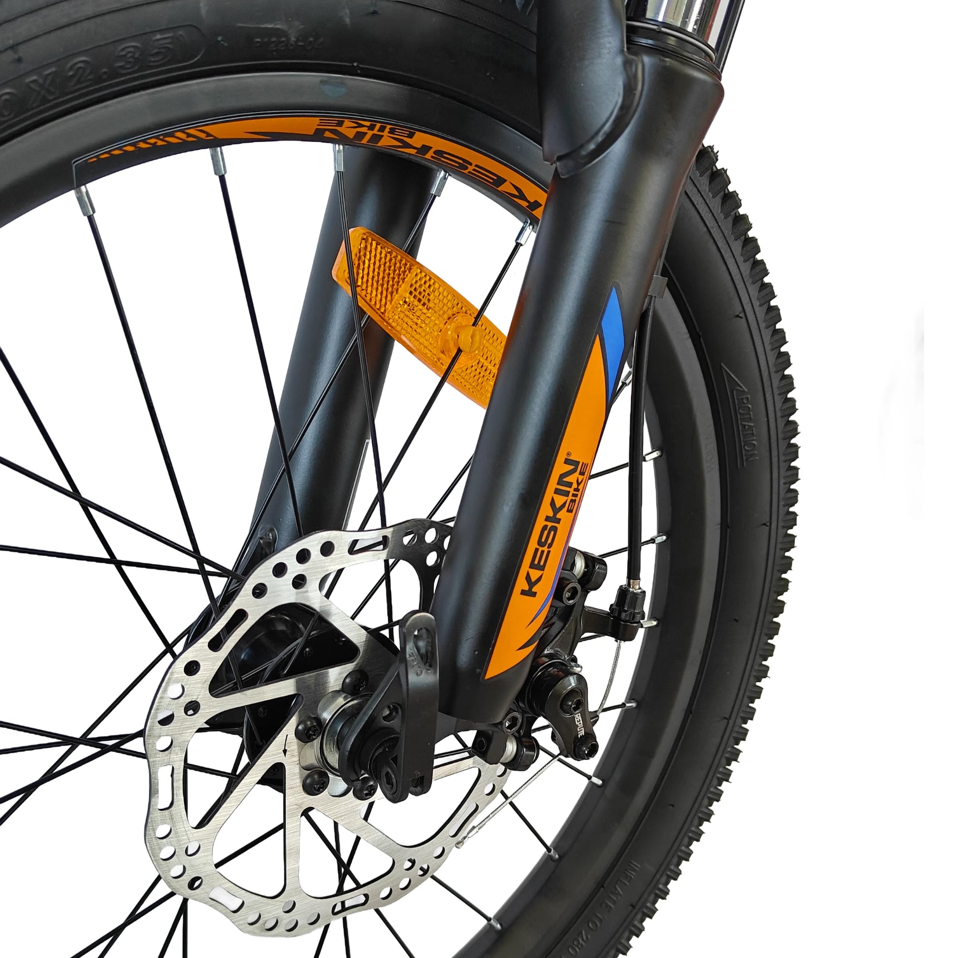 Keskin EBike MTB1 Kids Mountain Bike 20 Inch, Zoll orange vorne diskbremse ansicht 1080x1080