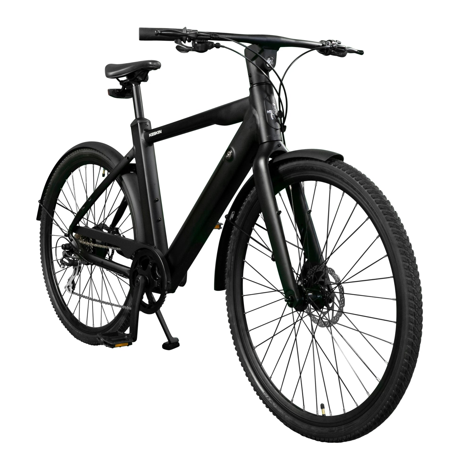 Keskin E-Bike cBike1 City-elcykel 28 tommer set fra siden i 45 grader mat sort