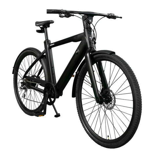 Keskin E-Bike cBike1 stads-e-bike 28 inch zijaanzicht van 45 graden mat zwart