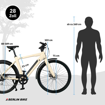 Keskin E-Bike cBike1 Elcykel 28 tommer størrelsesguide og mål mat sand