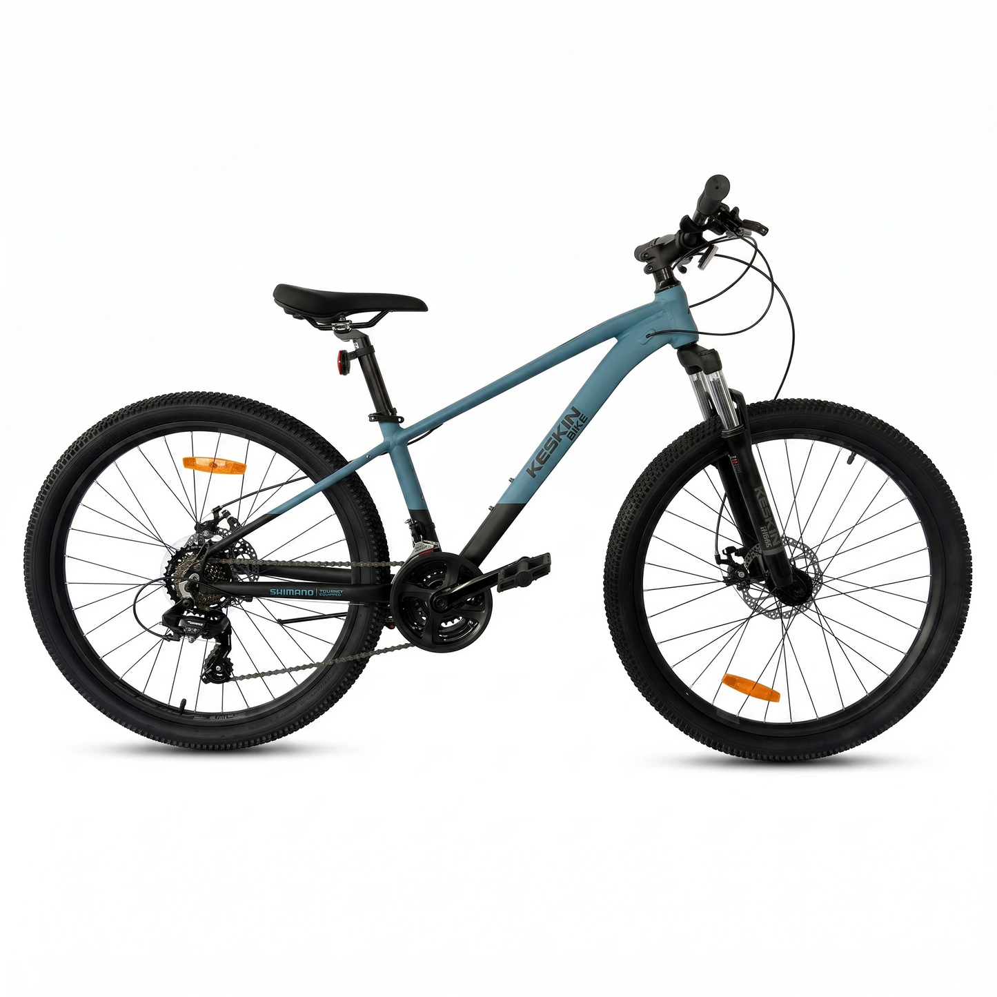 Keskin E-Bike MTB1 mountainbike 29 inch volledig zijaanzicht zwart blauw