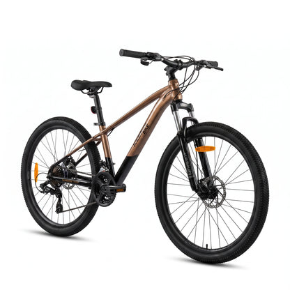 Keskin E-Bike MTB1 mountainbike 29 inch zijaanzicht van 45 graden brons zwart