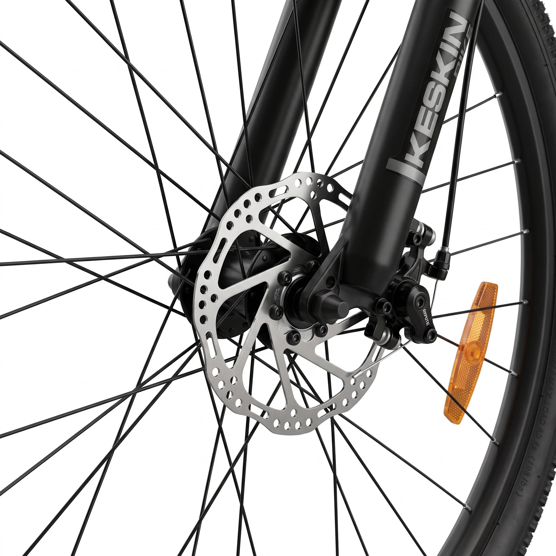 Keskin E-Bike MTB1 mountainbike 29 inch detail van schijfrem brons zwart