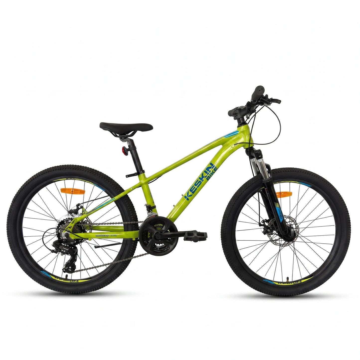 Keskin E-Bike MTB1 Kids Mountain Bike 24 Inch full side view neon green
4