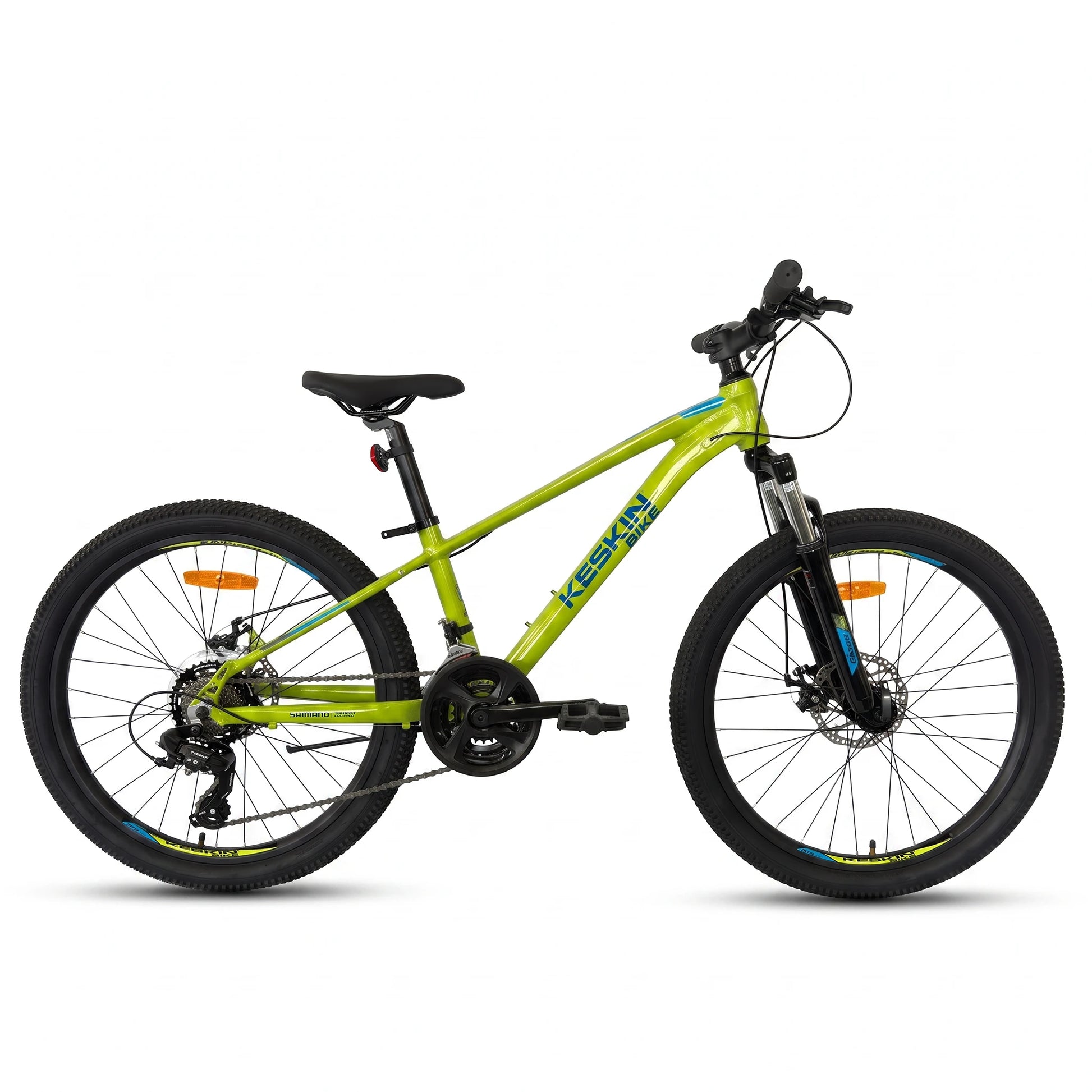 Keskin E-Bike MTB1 Kids Mountain Bike 24 Inch full side view neon green
4